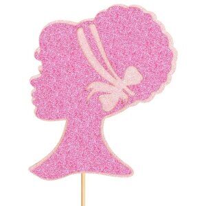 Pink Glitter Princess Cake Topper Party Decoration